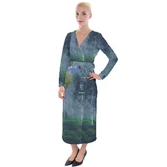 Birch Forest Nature Landscape Velvet Maxi Wrap Dress