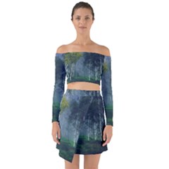 Birch Forest Nature Landscape Off Shoulder Top With Skirt Set by Pakrebo