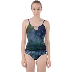 Birch Forest Nature Landscape Cut Out Top Tankini Set by Pakrebo