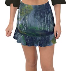 Birch Forest Nature Landscape Fishtail Mini Chiffon Skirt by Pakrebo