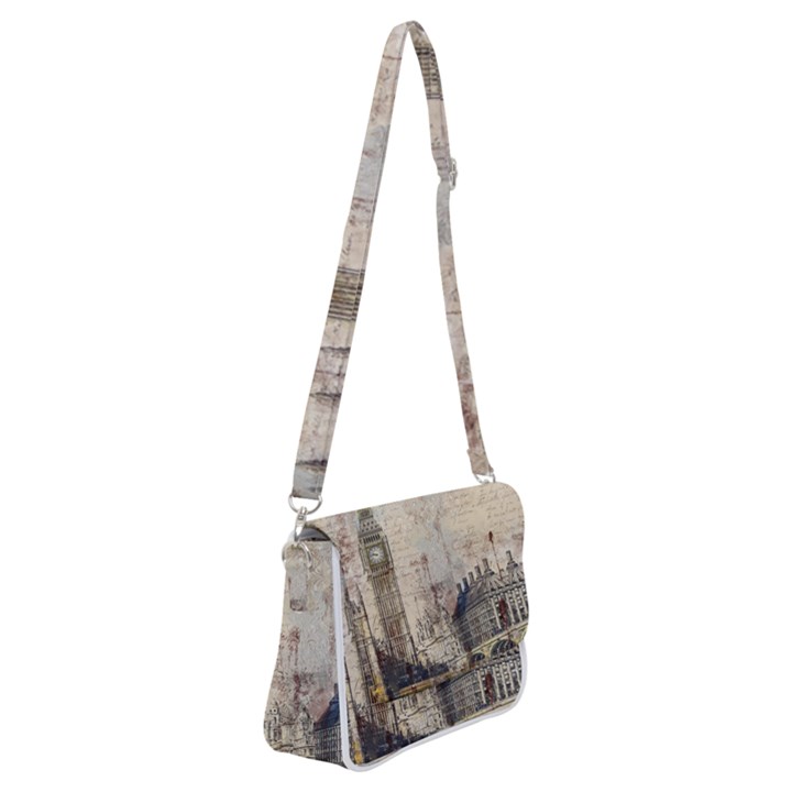 London Westminster Bridge Building Shoulder Bag with Back Zipper