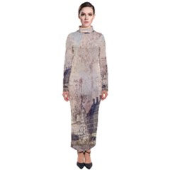 London Westminster Bridge Building Turtleneck Maxi Dress by Pakrebo