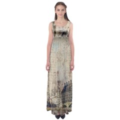 London Westminster Bridge Building Empire Waist Maxi Dress by Pakrebo