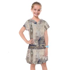 London Westminster Bridge Building Kids  Drop Waist Dress by Pakrebo