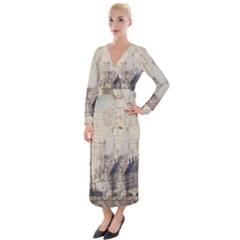 London Westminster Bridge Building Velvet Maxi Wrap Dress by Pakrebo