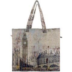 London Westminster Bridge Building Canvas Travel Bag by Pakrebo