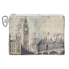 London Westminster Bridge Building Canvas Cosmetic Bag (xl) by Pakrebo