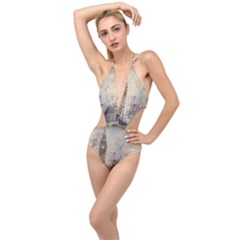 London Westminster Bridge Building Plunging Cut Out Swimsuit by Pakrebo