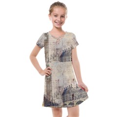 London Westminster Bridge Building Kids  Cross Web Dress by Pakrebo