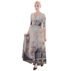 London Westminster Bridge Building Half Sleeves Maxi Dress by Pakrebo