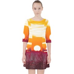 Sun Evening Sunset Sky Landscape Pocket Dress by Pakrebo