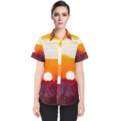 Sun Evening Sunset Sky Landscape Women s Short Sleeve Shirt