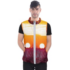 Sun Evening Sunset Sky Landscape Men s Puffer Vest by Pakrebo