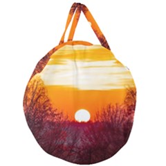 Sun Evening Sunset Sky Landscape Giant Round Zipper Tote by Pakrebo