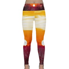 Sun Evening Sunset Sky Landscape Lightweight Velour Classic Yoga Leggings by Pakrebo