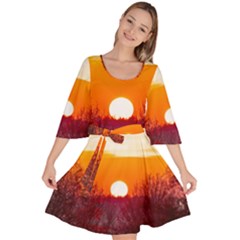 Sun Evening Sunset Sky Landscape Velour Kimono Dress