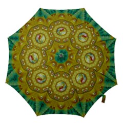 Mandala In Peace And Feathers Hook Handle Umbrellas (small) by pepitasart