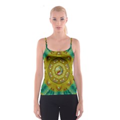 Mandala In Peace And Feathers Spaghetti Strap Top by pepitasart