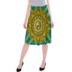 Mandala In Peace And Feathers Midi Beach Skirt by pepitasart