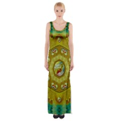 Mandala In Peace And Feathers Maxi Thigh Split Dress by pepitasart