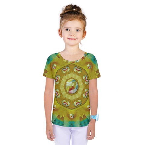 Mandala In Peace And Feathers Kids  One Piece Tee by pepitasart