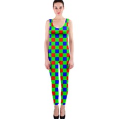 Check Pattern Red, Green, Blue One Piece Catsuit by ChastityWhiteRose