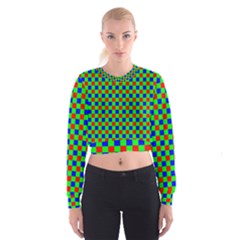 Check Pattern Red, Green, Blue Cropped Sweatshirt