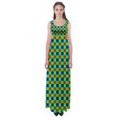 Check Pattern Red, Green, Blue Empire Waist Maxi Dress by ChastityWhiteRose