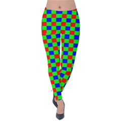 Check Pattern Red, Green, Blue Velvet Leggings