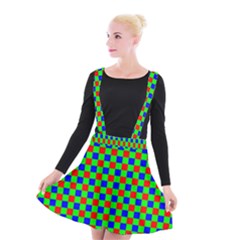 Check Pattern Red, Green, Blue Suspender Skater Skirt