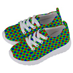 Check Pattern Red, Green, Blue Kids  Lightweight Sports Shoes