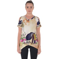 Funny Coutan With Flowers Cut Out Side Drop Tee by FantasyWorld7