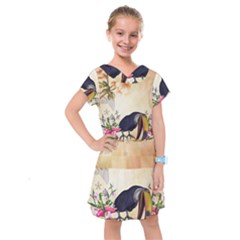 Funny Coutan With Flowers Kids  Drop Waist Dress by FantasyWorld7