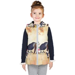 Funny Coutan With Flowers Kids  Hooded Puffer Vest by FantasyWorld7