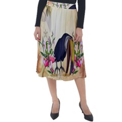 Funny Coutan With Flowers Classic Velour Midi Skirt  by FantasyWorld7