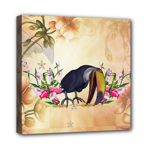 Funny Coutan With Flowers Mini Canvas 8  X 8  (stretched) by FantasyWorld7