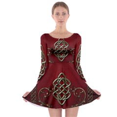 Wonderful Decorative Celtic Knot Long Sleeve Skater Dress by FantasyWorld7