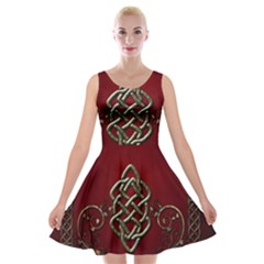 Wonderful Decorative Celtic Knot Velvet Skater Dress by FantasyWorld7