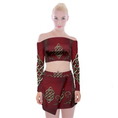 Wonderful Decorative Celtic Knot Off Shoulder Top With Mini Skirt Set by FantasyWorld7