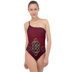 Wonderful Decorative Celtic Knot Classic One Shoulder Swimsuit by FantasyWorld7