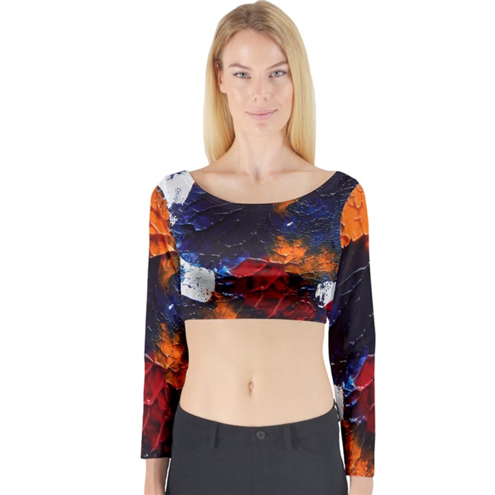 FALLING LEAVES Long Sleeve Crop Top