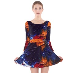 Falling Leaves Long Sleeve Velvet Skater Dress