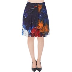 Falling Leaves Velvet High Waist Skirt by WILLBIRDWELL