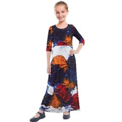 Falling Leaves Kids  Quarter Sleeve Maxi Dress by WILLBIRDWELL