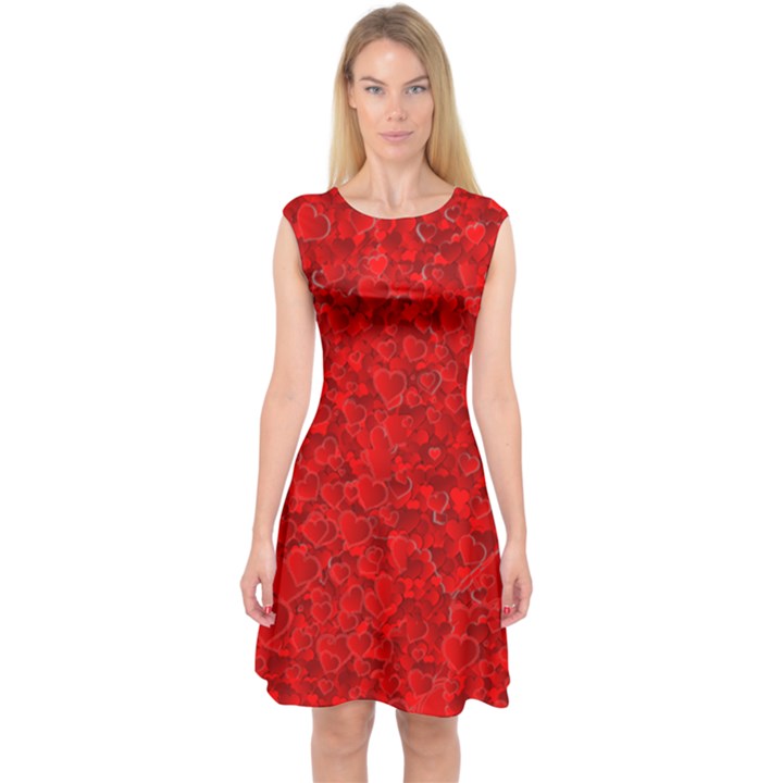 red of love Capsleeve Midi Dress