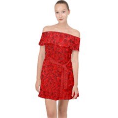 Red Of Love Off Shoulder Chiffon Dress by BIBILOVER