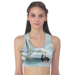 Funny Stork With Creepy Snake Baby Sports Bra by FantasyWorld7