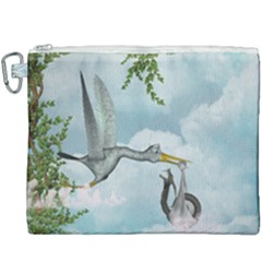 Funny Stork With Creepy Snake Baby Canvas Cosmetic Bag (xxxl) by FantasyWorld7