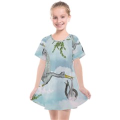 Funny Stork With Creepy Snake Baby Kids  Smock Dress by FantasyWorld7