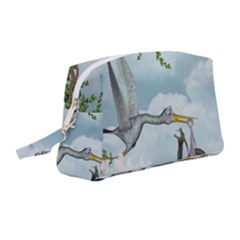 Funny Stork With Creepy Snake Baby Wristlet Pouch Bag (medium) by FantasyWorld7